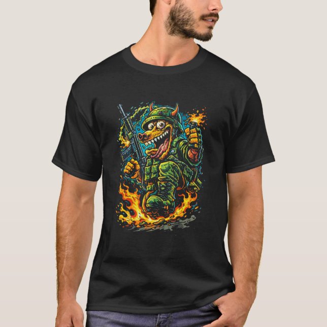 T-shirt Infantry Rampage – Street Art Military Illustratio (Devant)