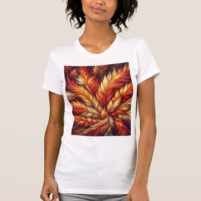 T-shirt Inferno Bloom — Mandala de plume de feu radiante (Devant)