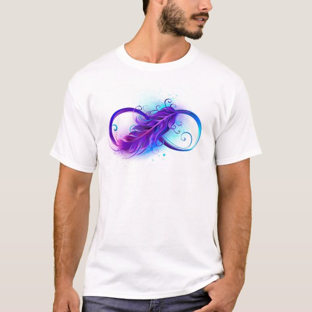 T-shirt Infini avec plume violette (Devant)