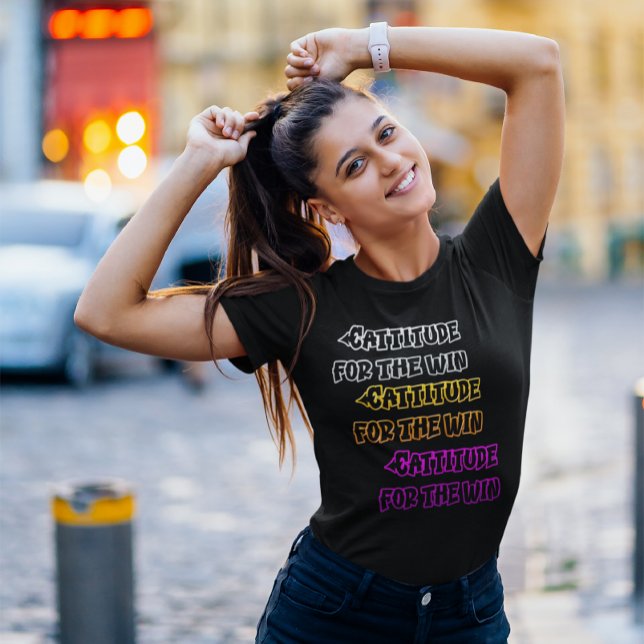 T-shirt Infinie Réflexions Cattitude Pour La Victoire (Créateur téléchargé)