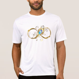 T-shirt Infinité avec plume de paon doré
