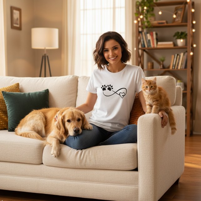 T-shirt Infinity Heart and Paw Prints Tee Shirt (🐾 Infinite love for pets paw print t-shirt. Comfy, stylish, and heartfelt ❤️)