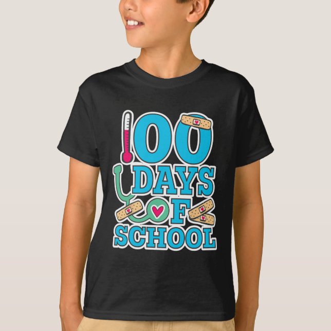 T-shirt Infirmière 100 Jours D'École (Devant)