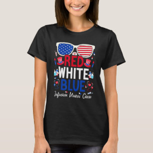 T-shirt Infirmière 4 juillet Rouge Blanc Bleu Infusion Inf