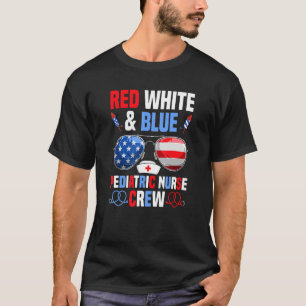 T-shirt Infirmière 4 juillet Rouge Blanc Bleu Pédiatrique