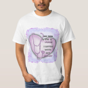 T-shirt Infirmière à gros coeur violet