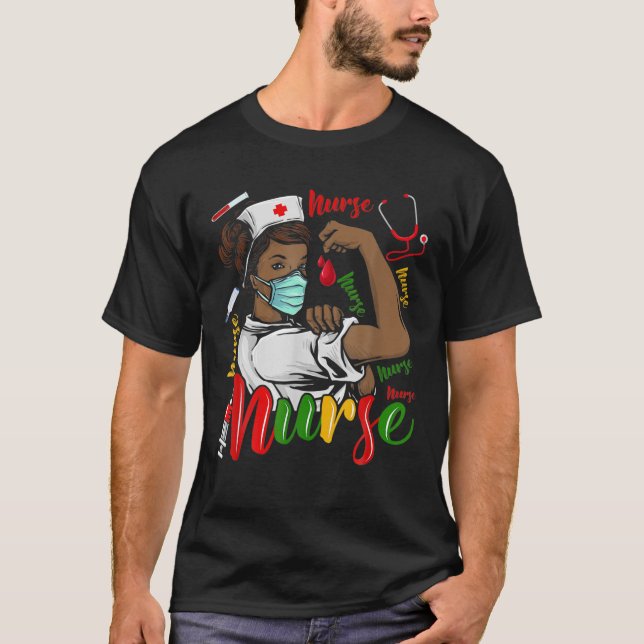 T-shirt Infirmière afro-américaine Noire Histoire Mois Fie (Devant)
