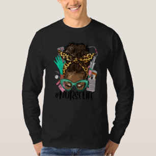 T-shirt Infirmière Afro Chignon Décoiffé Cheveux Mélanine