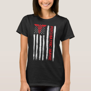 T-shirt Infirmière Américaine Drapeau Rn Santé Mentale Psy