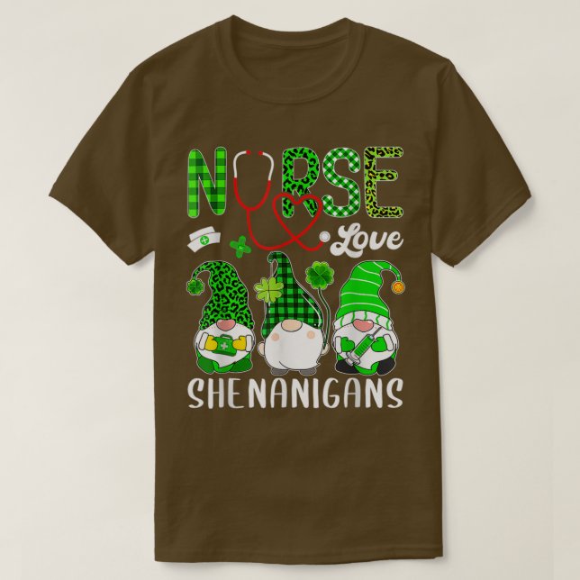 T-shirt Infirmière Amour Shenanigans Drôle Gnomes St patri (Design devant)
