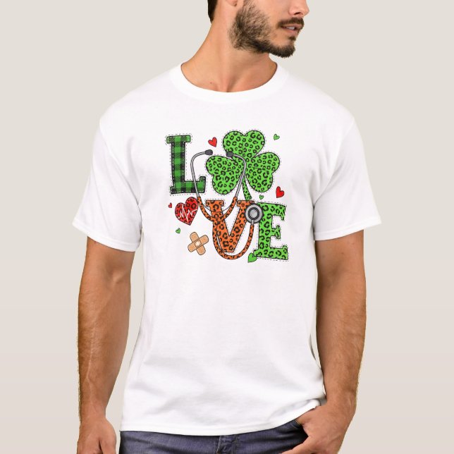 T-shirt : Infirmière Amour St Patrick's Day Stethoscope Ar (Devant)