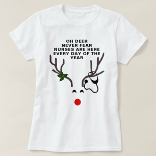 T-shirt Infirmière amusante Noël Stethoscope Reindeer