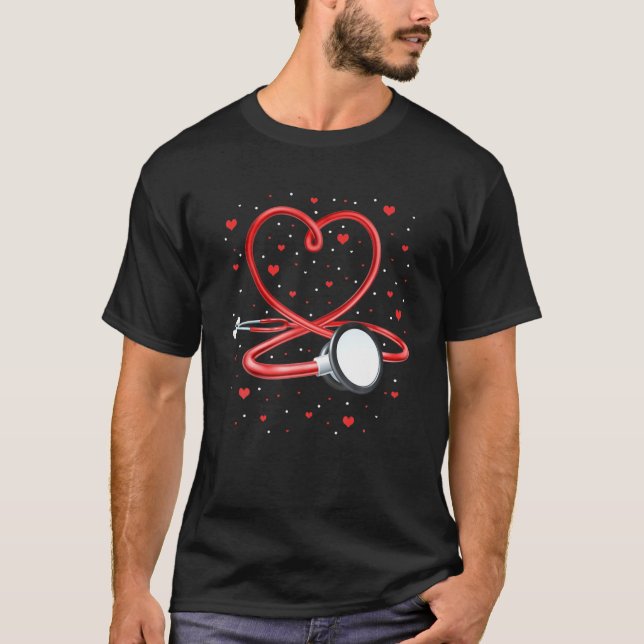 T-shirt Infirmière amusante Valentine's Day Heart Stethosc (Devant)