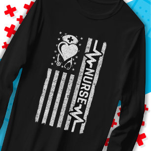 T-shirt Infirmière Appréciation Héros Coeur Vie Drapeau am