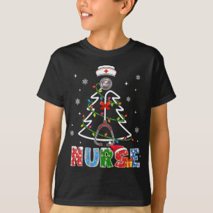 T-shirt Infirmière Arbre de Noël Stethoscope RN LPN Scrub