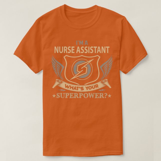 T-shirt Infirmière Assistant Quelle est votre superpuissan (Design devant)