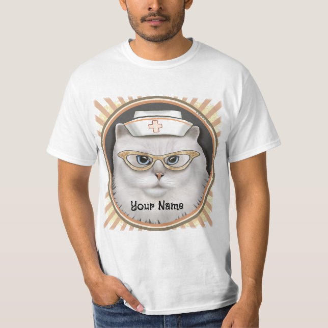 T-shirt Infirmière au chat persan  (Devant)
