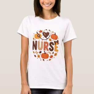 T-shirt Infirmière automnale - Aquarelle mignonne et color