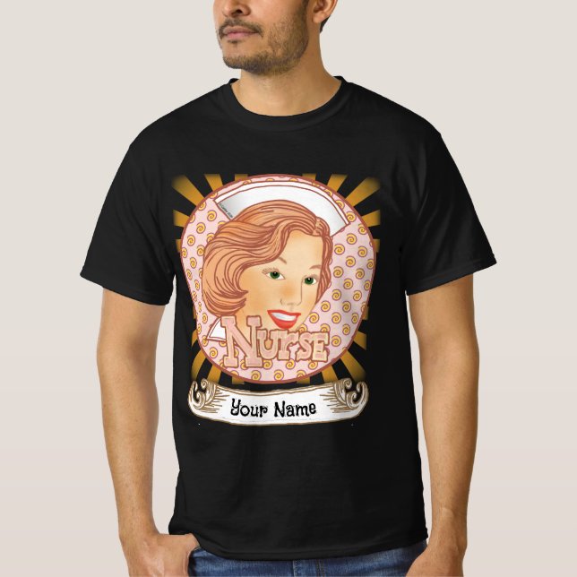T-shirt Infirmière aux cheveux bruns (Devant)