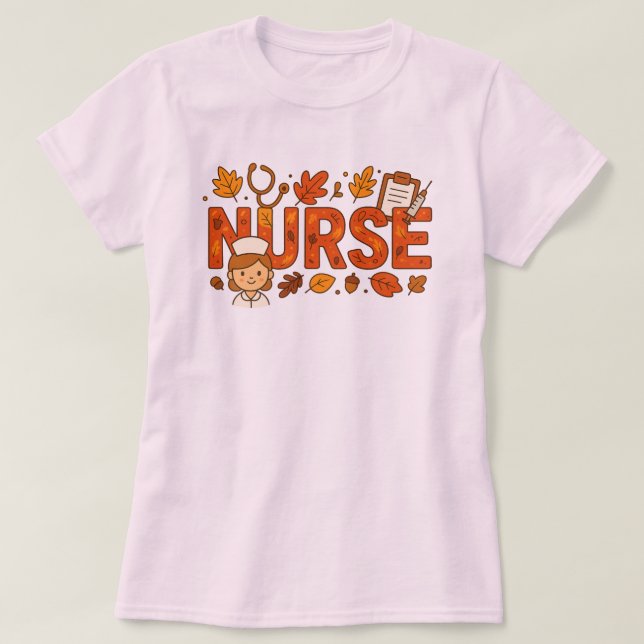 T-shirt Infirmière aux couleurs d'automne (Design devant)
