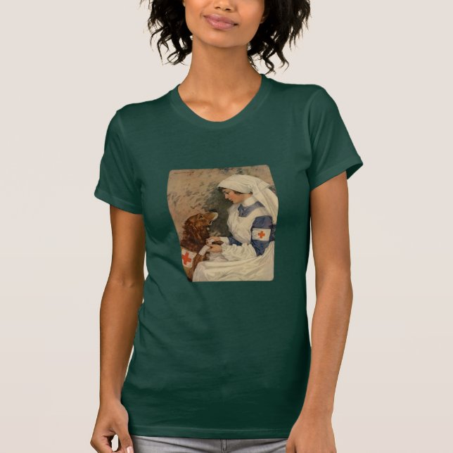 T-shirt Infirmière avec le cru WW1 de golden retriever (Devant)