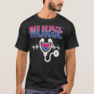 T-shirt Infirmière Bisexuel Stethoscope Bi Fierté Drapeau