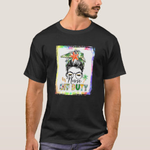 T-shirt Infirmière blanchie hors service Messy Bun Infirmi