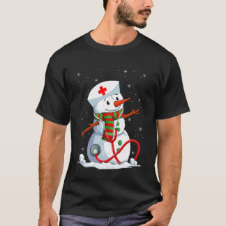 T-shirt Infirmière Bonhomme de Neige Noël Stéthoscope Scru