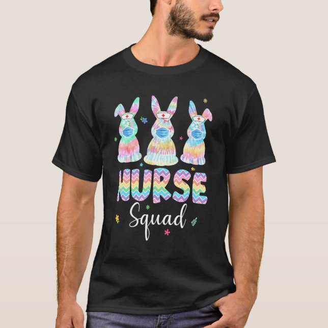 T-shirt Infirmière Bunny Funny Squad Pâques Tie Dye Rabbit (Devant)