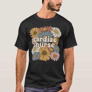 T-shirt Infirmière cardiaque groovy Fleurs Soins infirmier