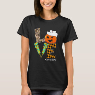 T-shirt Infirmière cardiaque léopard citrouille Halloween