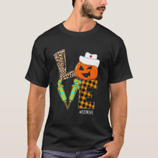 T-shirt Infirmière CCN Léopard Citrouille Halloween Amour