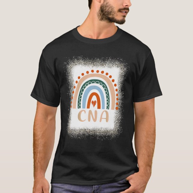 T-shirt Infirmière certifiée CNA Rainbow Leopard Bl (Devant)