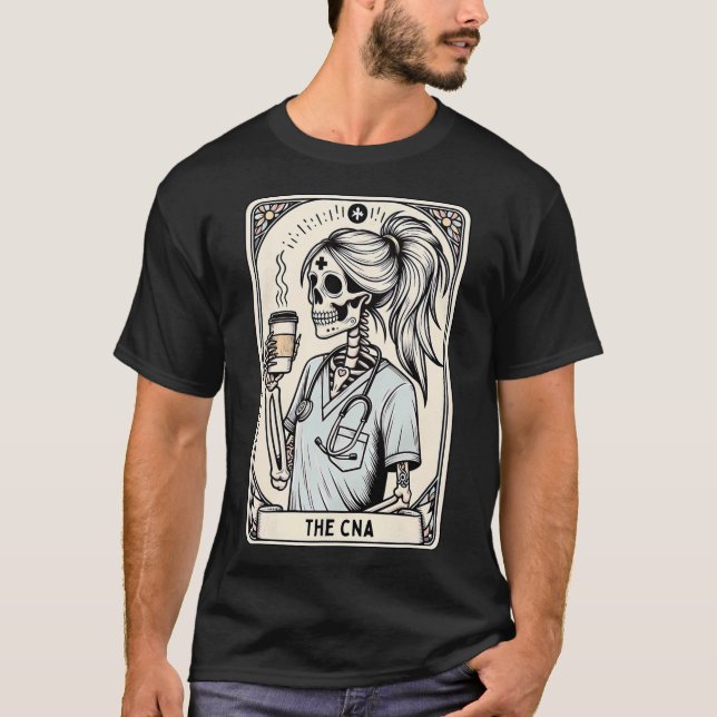 T-shirt Infirmière certifiée Istant Tarot Card Skeleton Cn (Devant)
