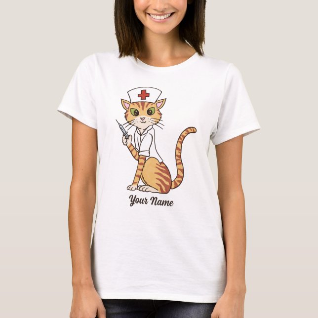 T-shirt Infirmière Chat - Ginger Tabby Infirmière Amoureux (Devant)