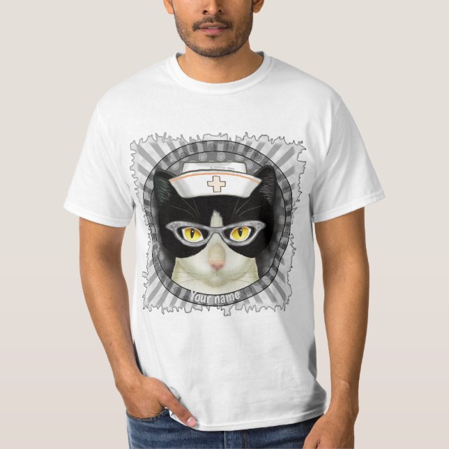 T-Shirt Infirmière Chat Smoking (Devant)