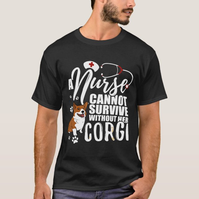 T-shirt Infirmière Chien Maman Corgi Infirmière Pour Femme (Devant)