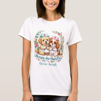 T-shirt Infirmière Chiot Mignon Pawsitive Aquarelle Person