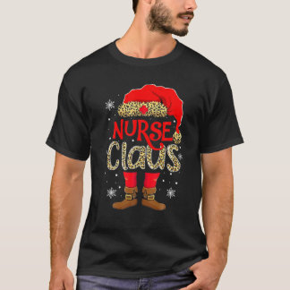 T-shirt Infirmière Claus Infirmière de Noël Leopard Père N