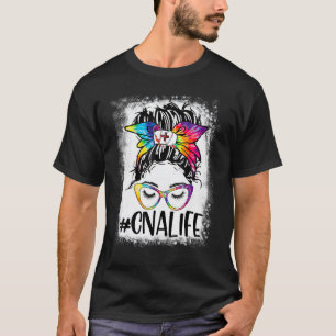 T-shirt Infirmière Cna Vie Décolorée Tie Dye Chignon Sale