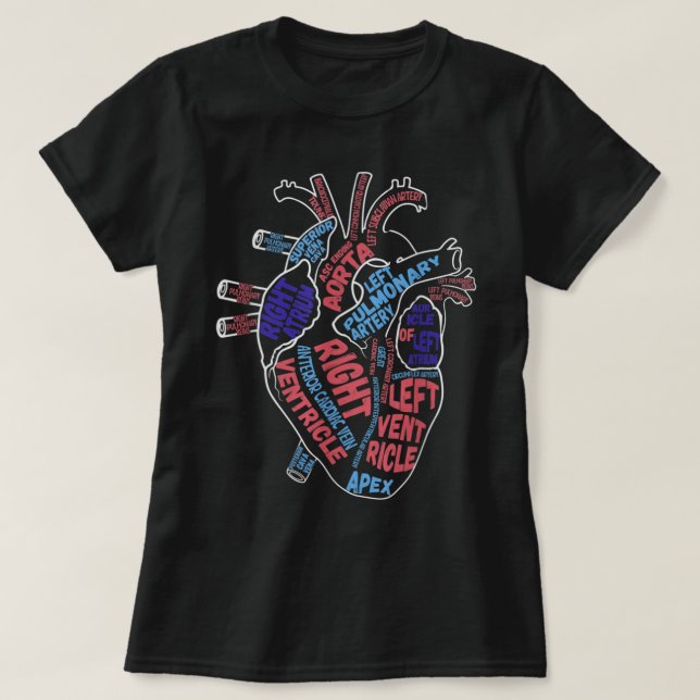 T-shirt Infirmière coeur anatomique Cardiologie médicale (Design devant)