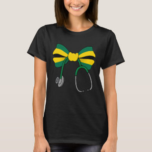 T-shirt Infirmière Coquette Jamaïcaine Nœud Drapeau Jamaïc