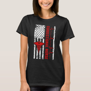 T-shirt Infirmière correctionnelle USA Drapeau Infirmière