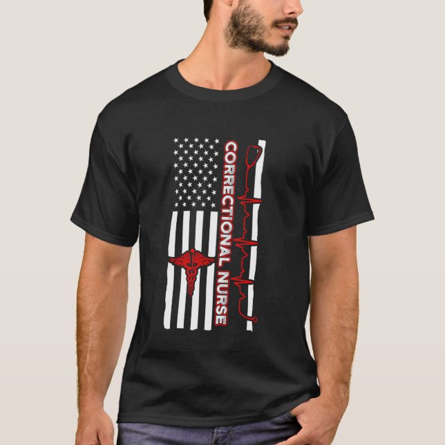T-shirt Infirmière correctionnelle Usa Drapeau Infirmière (Devant)