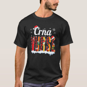 T-shirt Infirmière Crna Noël Rouge Imprimé Carreaux Rn Inf