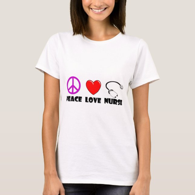 T-shirt Infirmière d'amour de paix (Devant)