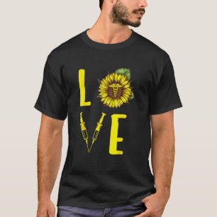 T-shirt Infirmière d'amour de tournesol Fleur de soins inf