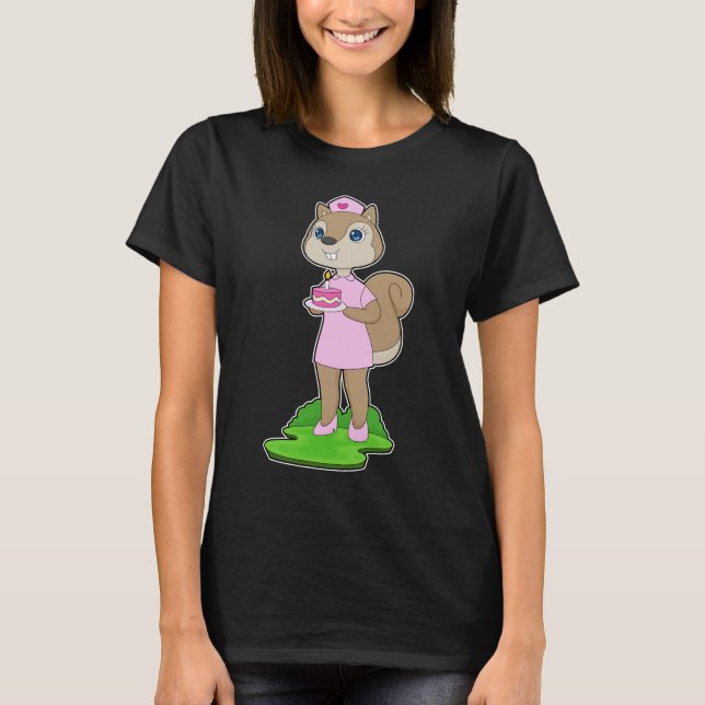 T-shirt Infirmière d'anniversaire d'écureuil (Devant)