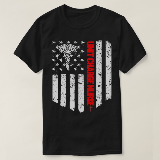 T-shirt Infirmière de charge d'unité Drapeau américain RN  (Design devant)