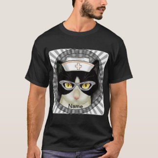 T-shirt infirmière de chat de Tuxedo